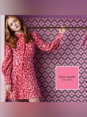 kate spade Pink Leopard Print Shirt Dress